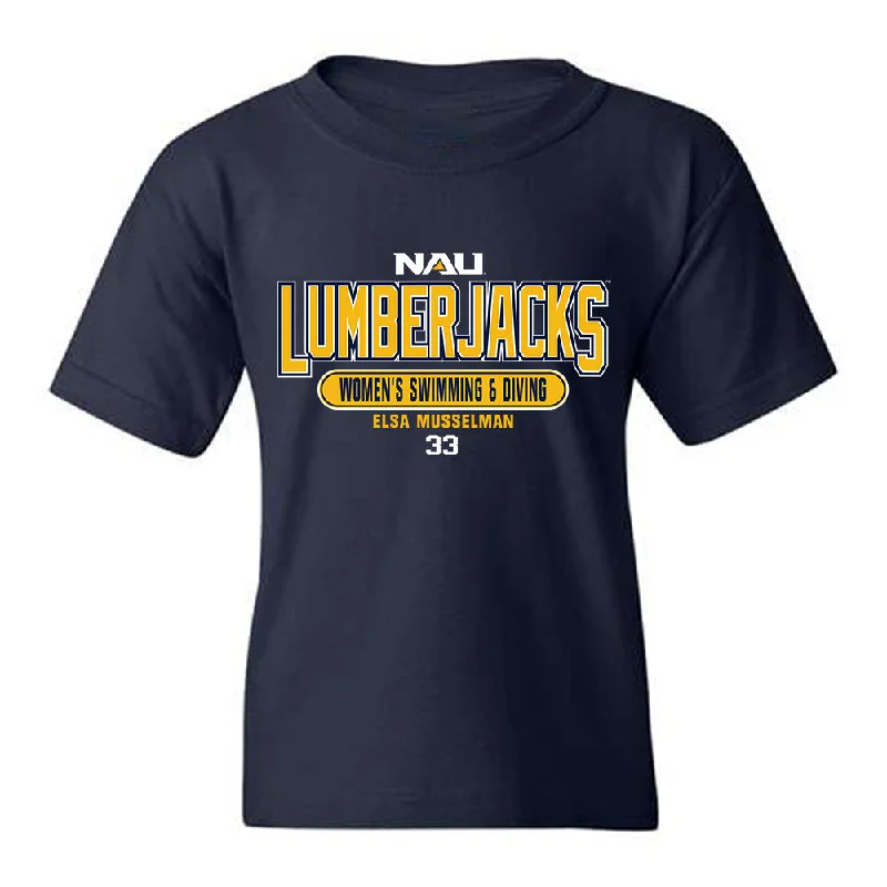 Northern Arizona - NCAA Women's Swimming & Diving : Elsa Musselman - Classic Fashion Shersey Youth T-Shirt-- Fashionable Trendy Casual Northern Arizona - NCAA Women's Swimming & Diving : Elsa Musselman - Classic Fashion Shersey Youth T-Shirt-- Fashionable Trendy Casual