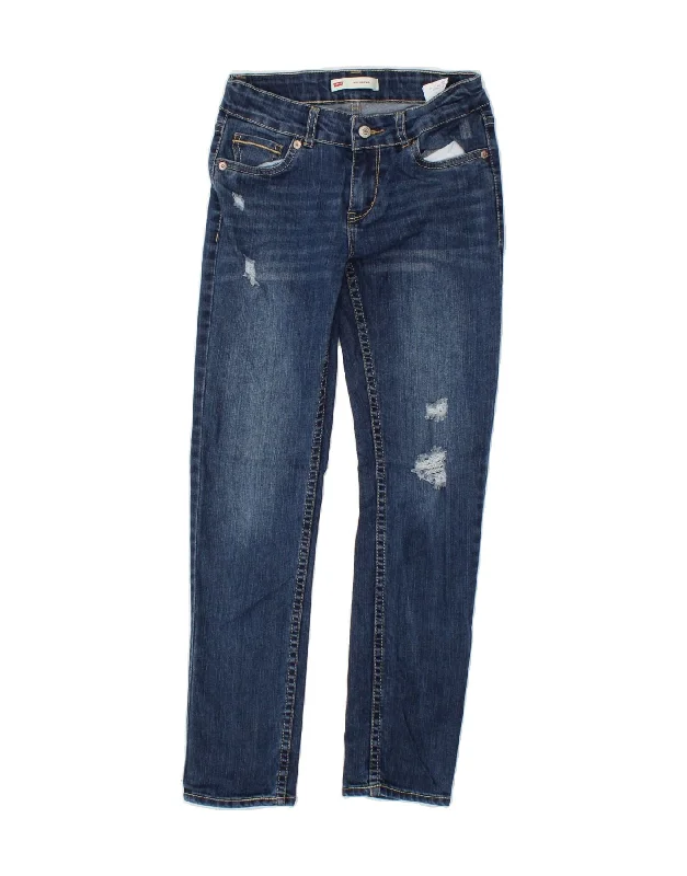 LEVI'S Boys Boyfriend Distressed Slim Jeans 9-10 Years W24 L25 Blue Trendy Low-Rise Bootcut Jeans LEVI'S Boys Boyfriend Distressed Slim Jeans 9-10 Years W24 L25 Blue Trendy Low-Rise Bootcut Jeans