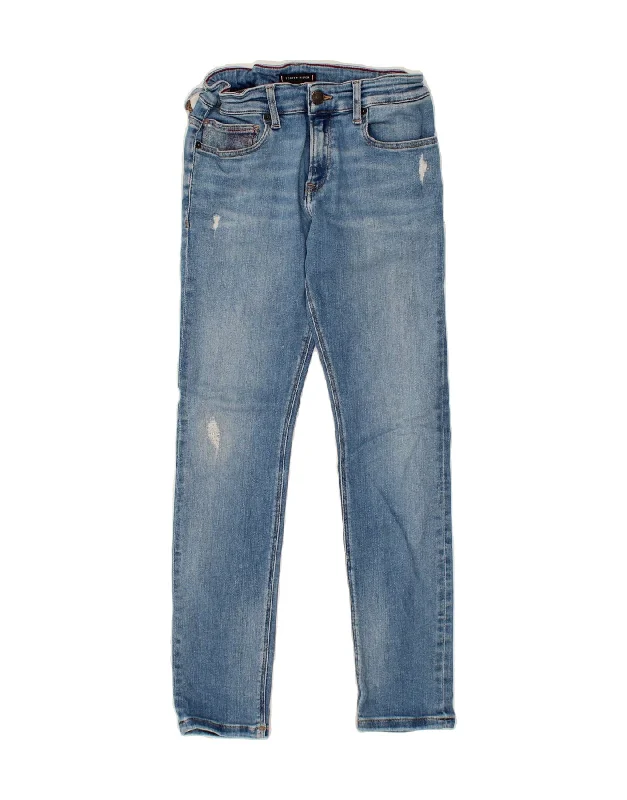 TOMMY HILFIGER Girls Distressed Skinny Jeans 11-12 Years W28 L27 Blue Trendy Colored Denim Jeans TOMMY HILFIGER Girls Distressed Skinny Jeans 11-12 Years W28 L27 Blue Trendy Colored Denim Jeans
