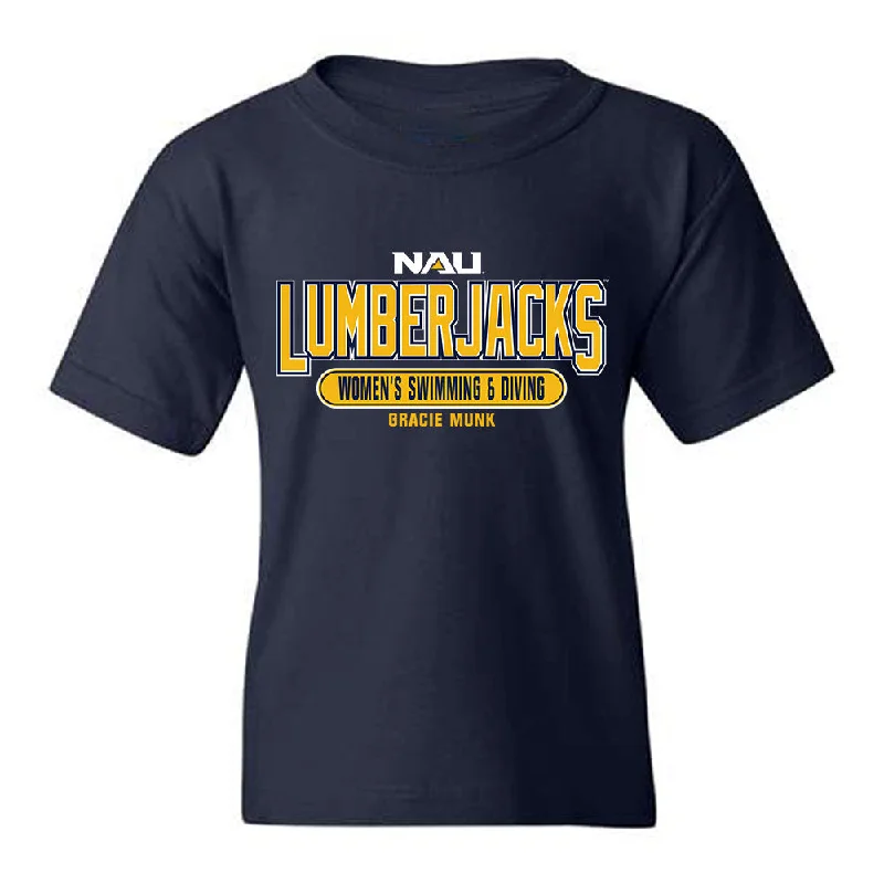 Northern Arizona - NCAA Women's Swimming & Diving : Gracie Munk - Classic Fashion Shersey Youth T-Shirt-- Graphic Embroidered Appliqued Northern Arizona - NCAA Women's Swimming & Diving : Gracie Munk - Classic Fashion Shersey Youth T-Shirt-- Graphic Embroidered Appliqued