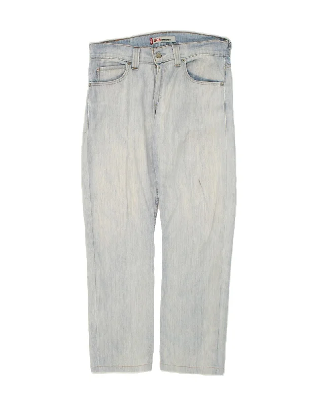LEVI'S Mens 506 Standard Fit Straight Jeans W32 L29 Blue Casual Distressed Skinny Jeans LEVI'S Mens 506 Standard Fit Straight Jeans W32 L29 Blue Casual Distressed Skinny Jeans