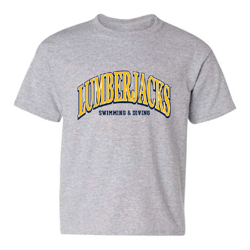 Northern Arizona - NCAA Women's Swimming & Diving : Cydnie Perkins - Classic Shersey Youth T-Shirt-- Ribbed T-Shirt High Neck Heavyweight Northern Arizona - NCAA Women's Swimming & Diving : Cydnie Perkins - Classic Shersey Youth T-Shirt-- Ribbed T-Shirt High Neck Heavyweight