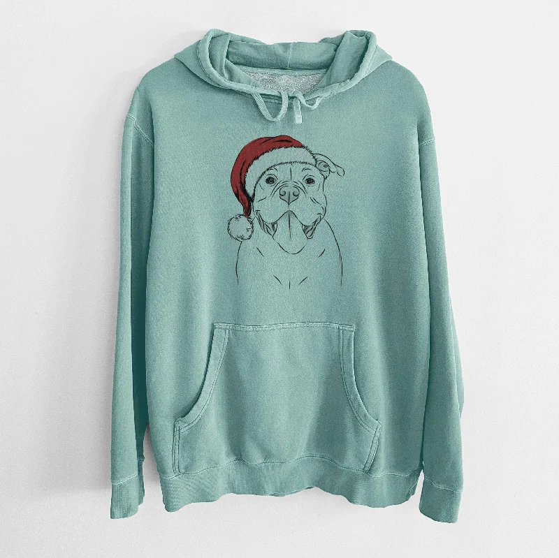 Santa Hat Nacho the American Bully - Unisex Pigment Dyed Hoodie Hoodie with Back Slit Movement Comfort Santa Hat Nacho the American Bully - Unisex Pigment Dyed Hoodie Hoodie with Back Slit Movement Comfort