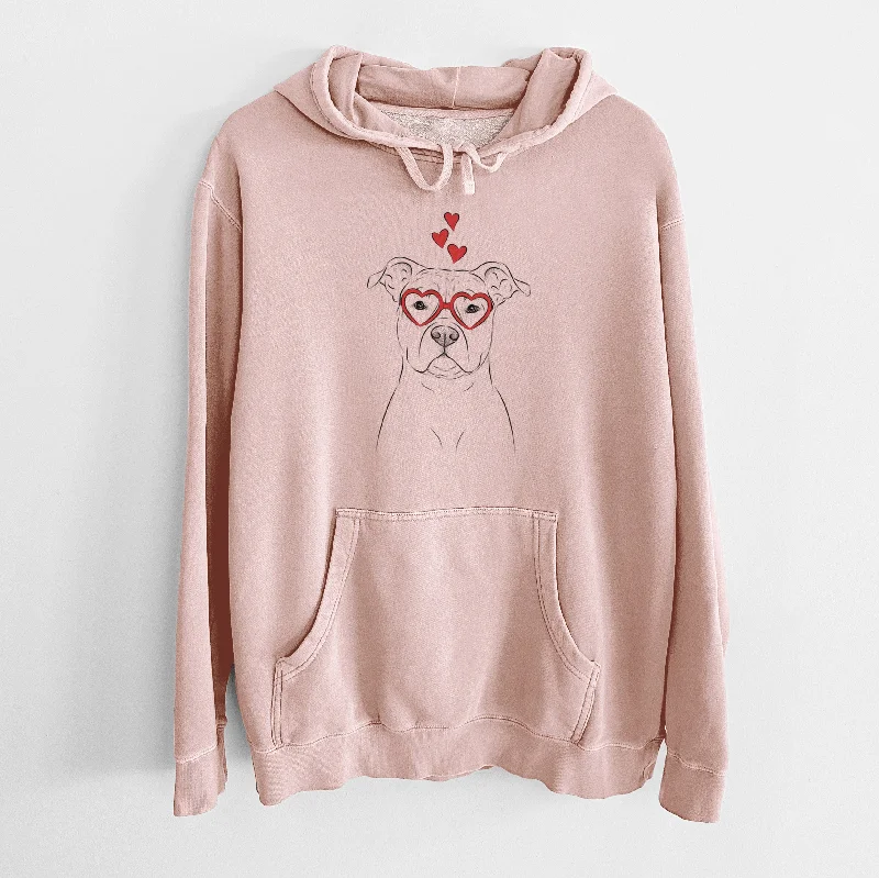 Valentine Jethro the American Staffordshire Terrier - Unisex Pigment Dyed Hoodie Hoodie with High-Low Hem Asymmetrical Trendy Valentine Jethro the American Staffordshire Terrier - Unisex Pigment Dyed Hoodie Hoodie with High-Low Hem Asymmetrical Trendy