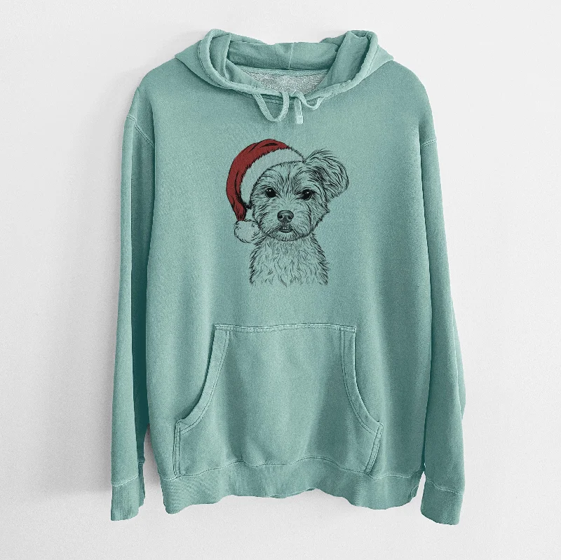 Santa Hat William Mitchell Newman the Yorkshire Terrier - Unisex Pigment Dyed Hoodie Cotton Hoodie Fleece Lining Warmth Santa Hat William Mitchell Newman the Yorkshire Terrier - Unisex Pigment Dyed Hoodie Cotton Hoodie Fleece Lining Warmth