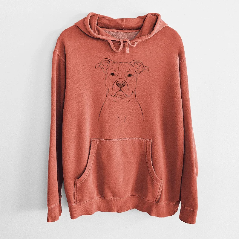 Bare Jethro the American Staffordshire Terrier - Unisex Pigment Dyed Hoodie Hoodie with Front Slit Layering Stylish Bare Jethro the American Staffordshire Terrier - Unisex Pigment Dyed Hoodie Hoodie with Front Slit Layering Stylish