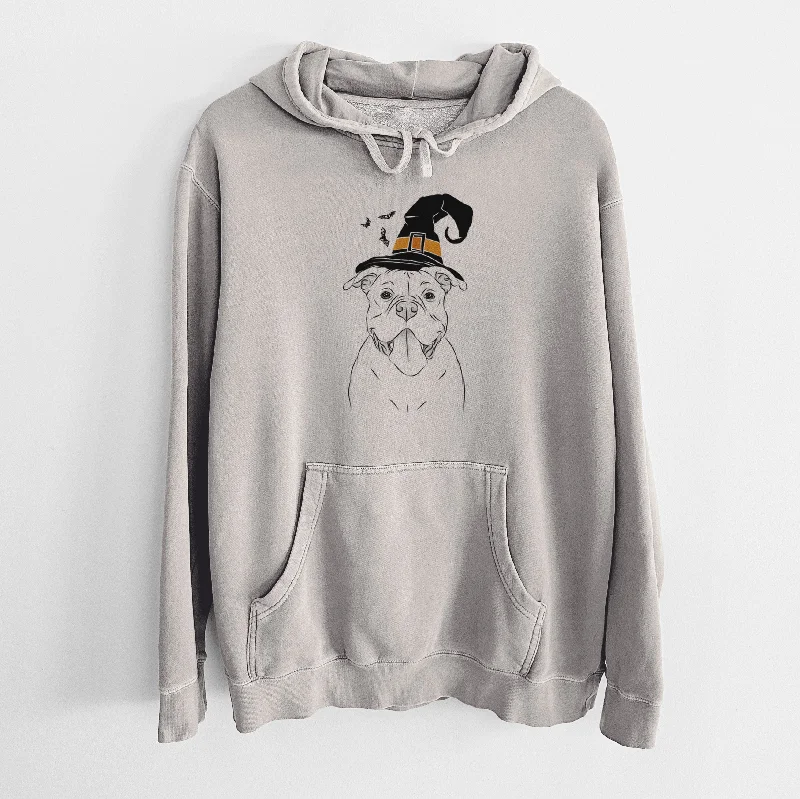 Witch Nacho the American Bully - Unisex Pigment Dyed Hoodie Hoodie with Hem Detail Decorative Unique Witch Nacho the American Bully - Unisex Pigment Dyed Hoodie Hoodie with Hem Detail Decorative Unique