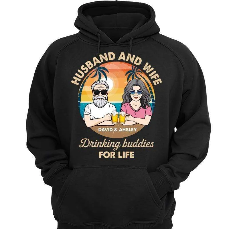 Husband Wife Drinking Buddies Personalized Hoodie Sweatshirt Hoodie with Hem Lace Feminine Delicate Husband Wife Drinking Buddies Personalized Hoodie Sweatshirt Hoodie with Hem Lace Feminine Delicate