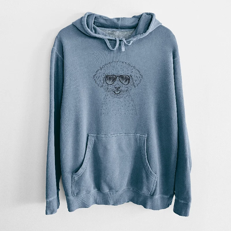 Aviator Mickey the Bichon Frise - Unisex Pigment Dyed Hoodie Hoodie with Hem Contrast Bold Stylish Aviator Mickey the Bichon Frise - Unisex Pigment Dyed Hoodie Hoodie with Hem Contrast Bold Stylish