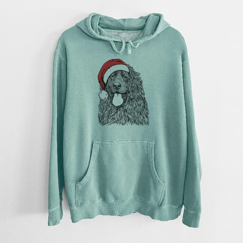 Santa Hat Neptune the Newfoundland - Unisex Pigment Dyed Hoodie Hoodie with Magnetic Closure Innovative Modern Santa Hat Neptune the Newfoundland - Unisex Pigment Dyed Hoodie Hoodie with Magnetic Closure Innovative Modern