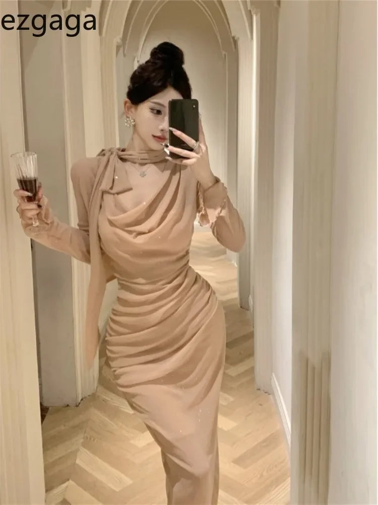 Yipinpay Temperament Dresses Women Bow Bandage Swinging Collar Flare Long Sleeve Solid Vintage Elegant Dress French Style Tunics Top rated Yipinpay Temperament Dresses Women Bow Bandage Swinging Collar Flare Long Sleeve Solid Vintage Elegant Dress French Style Tunics Top rated