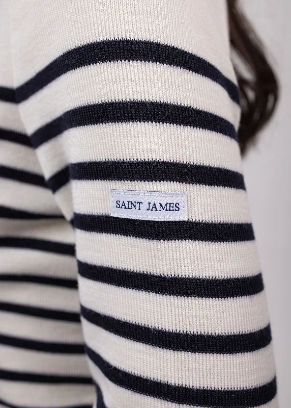 Brégançon striped sailor jumper - with contrasting elbow patches (BLANC/NAVY/NAVY)