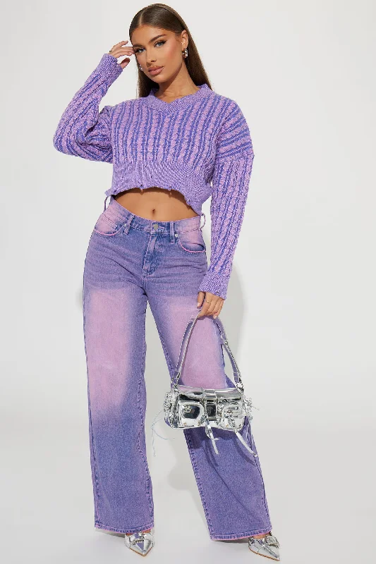 Downtown Attitude Washed Sweater - Purple/combo