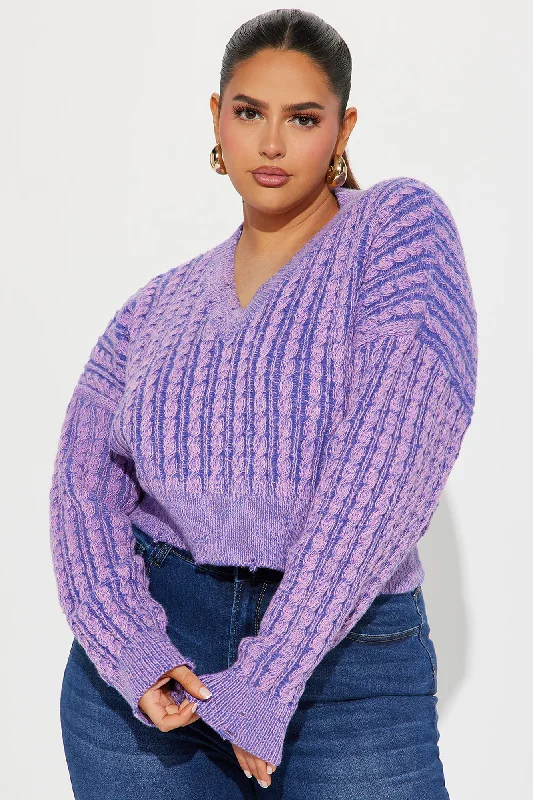 Downtown Attitude Washed Sweater - Purple/combo