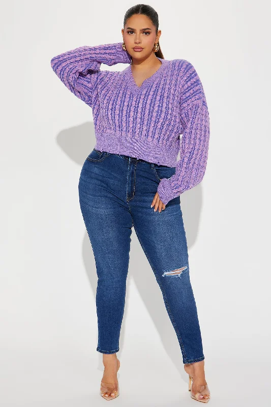 Downtown Attitude Washed Sweater - Purple/combo