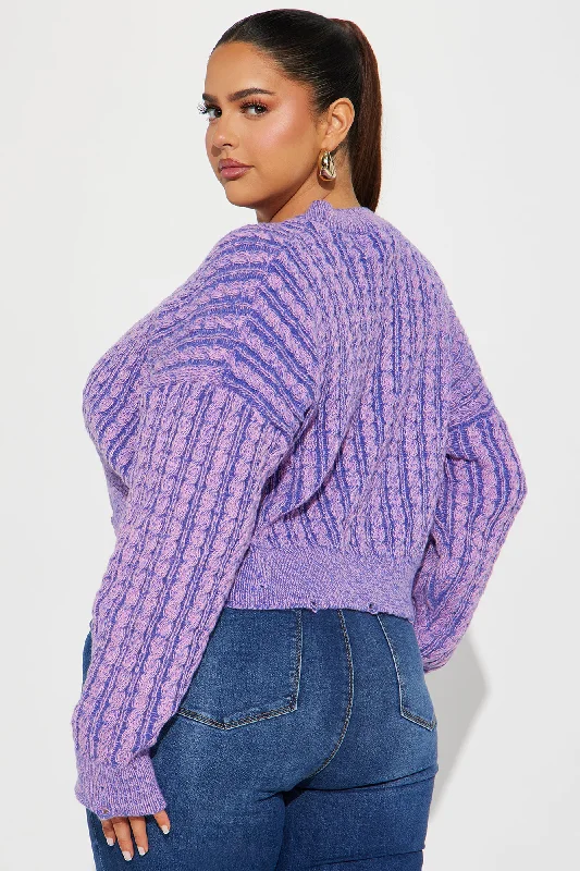 Downtown Attitude Washed Sweater - Purple/combo