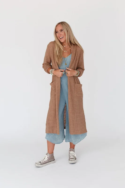 Jayde Waffle Knit Cardigan - Taupe