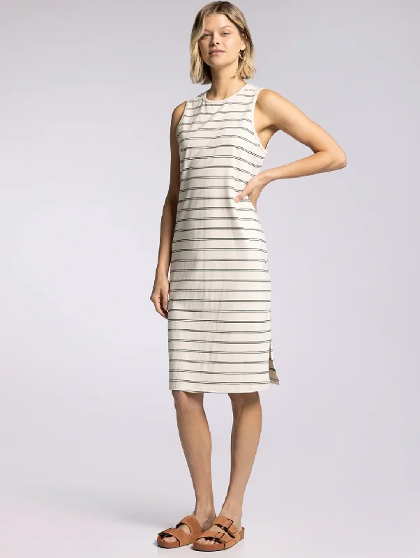 Kendari Dress in Ivory Grey Stripe