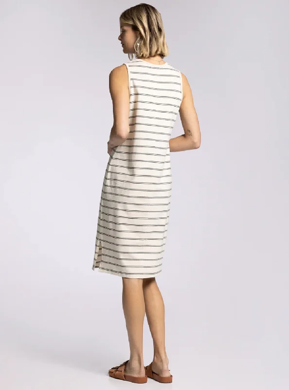 Kendari Dress in Ivory Grey Stripe