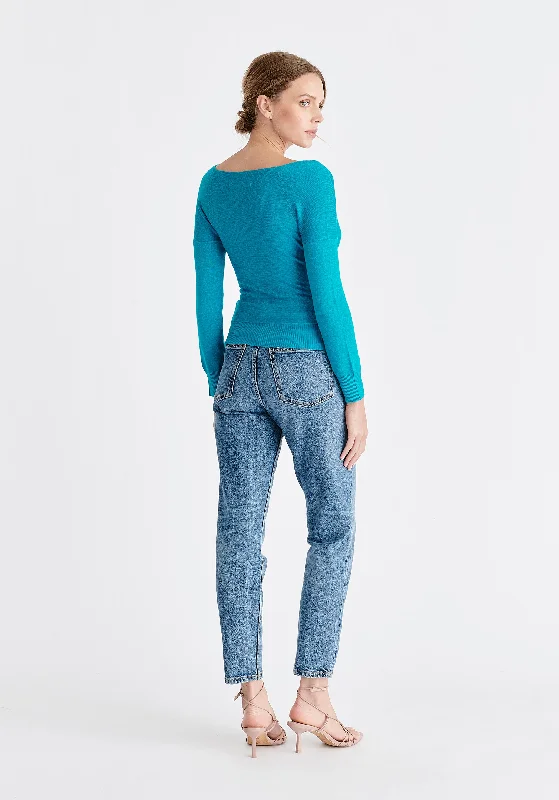 Knitted Wrap Top with Long Sleeves