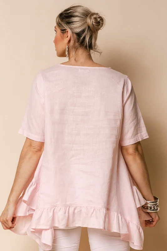 Shiloh Linen Blend Top in Blush