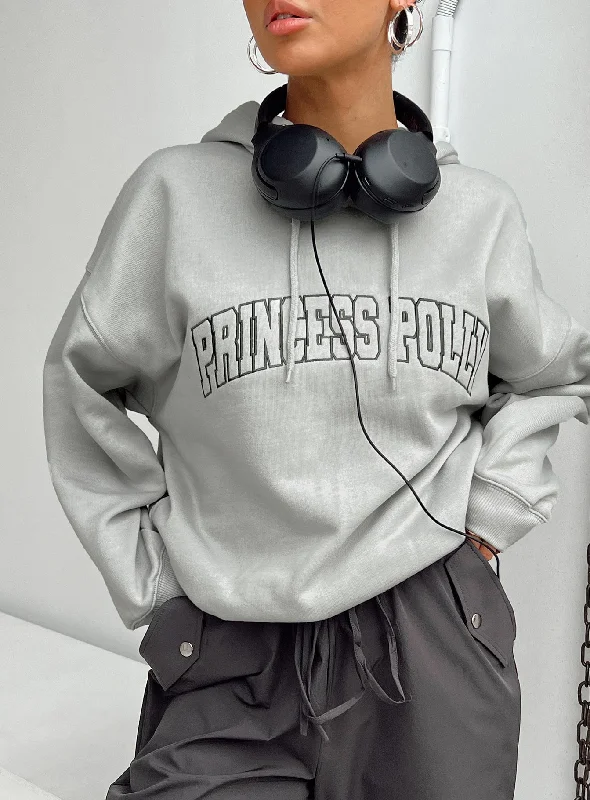 Princess Polly Hoodie Sweatshirt Collegiate Text Grey / Green