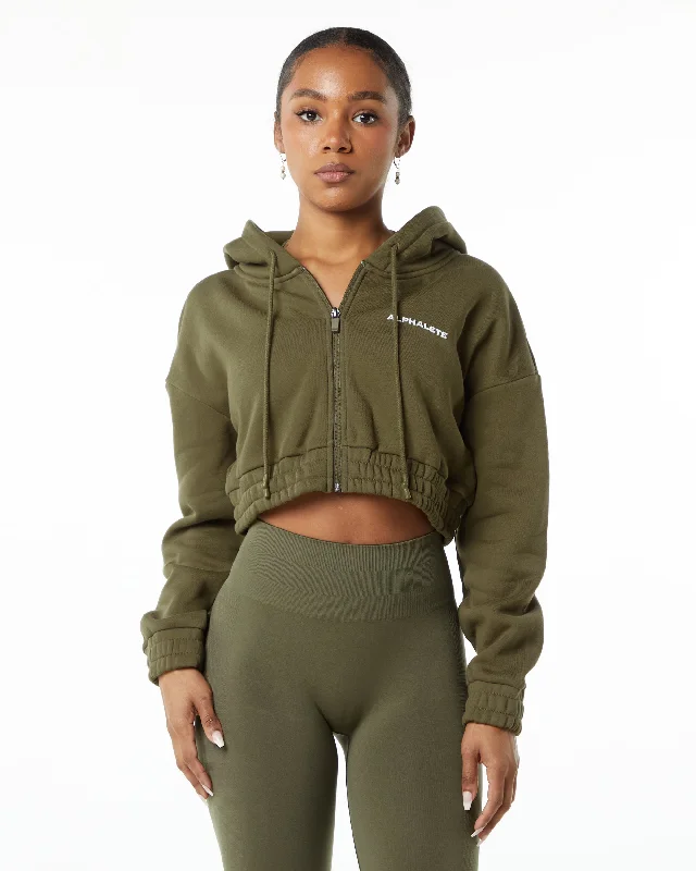 Classic Capital Full-Zip Crop Jacket - Willow