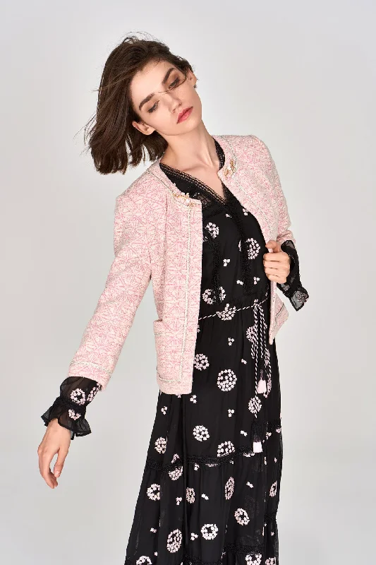 Digitized Pink Tweed Jacket