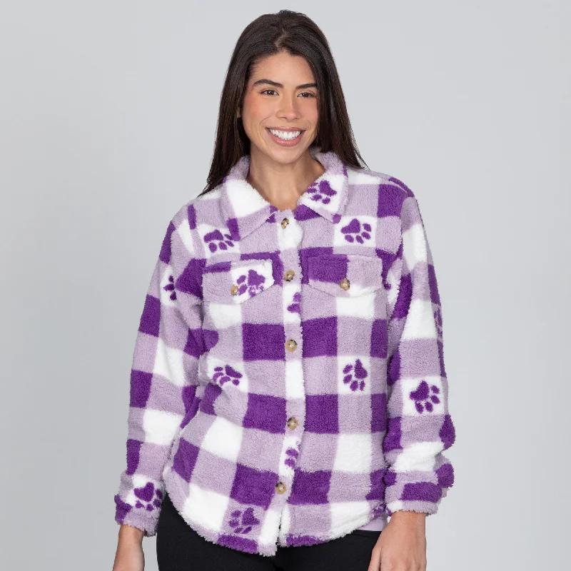 Purple Paws Plaid Fleece Sweater Jacket