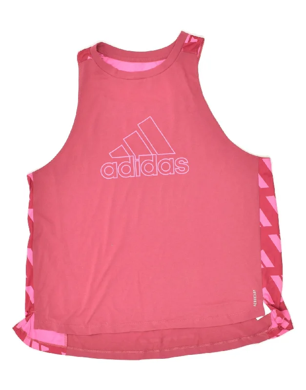 ADIDAS Womens Aeroready Graphic Vest Top UK 16/18 Large Pink Polyester