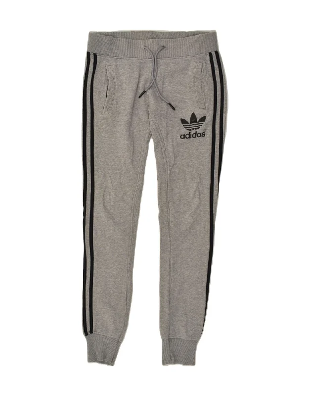 ADIDAS Womens Graphic Tracksuit Trousers Joggers UK 8 Small Grey Cotton