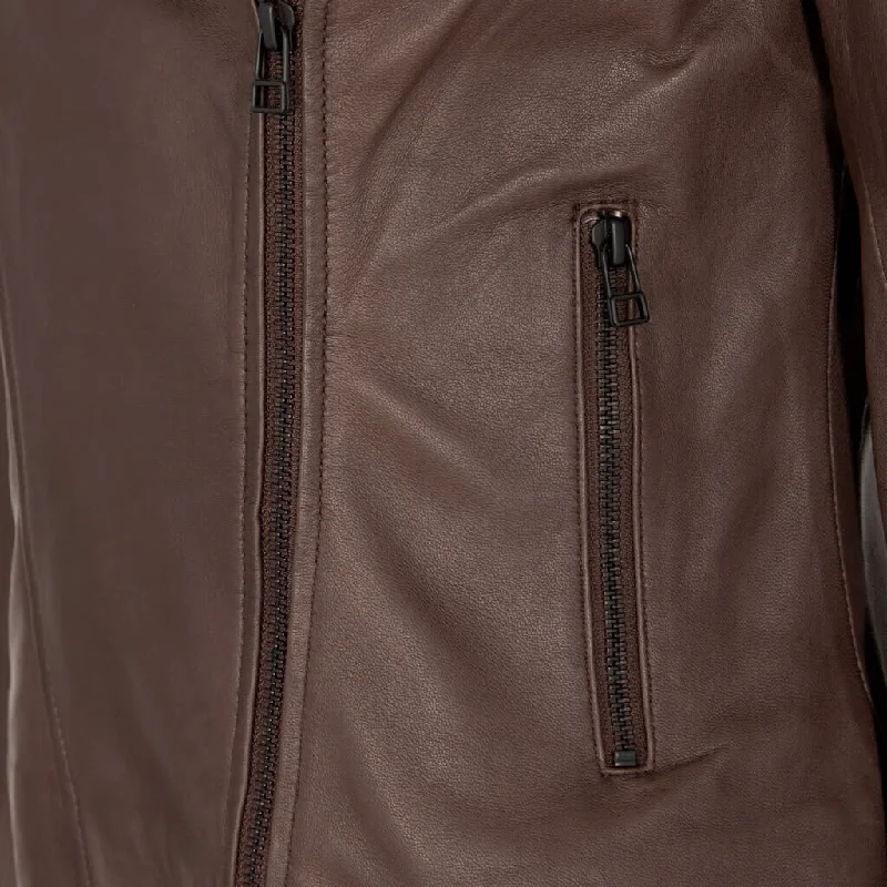 Stylish ""Amber"" Women's Brown Biker Jacket: Ultimate Blend of Fashion and Function