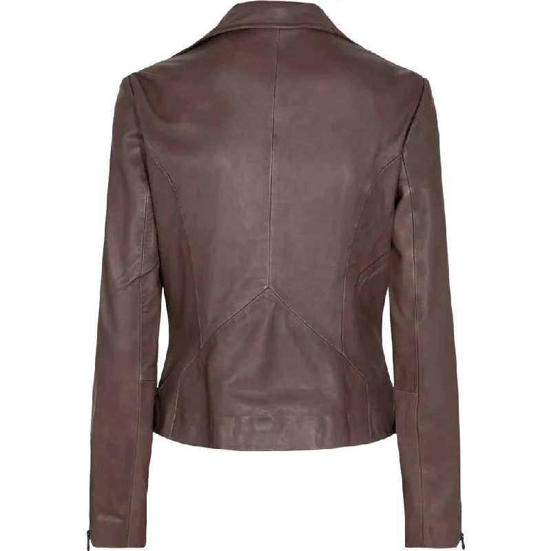 Stylish ""Amber"" Women's Brown Biker Jacket: Ultimate Blend of Fashion and Function