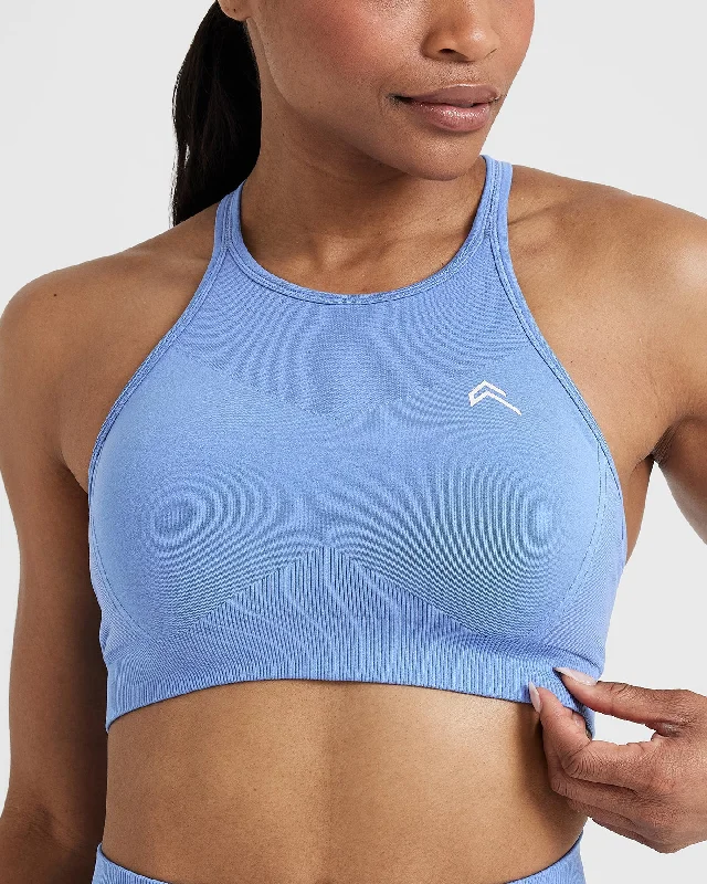 Effortless Seamless High Neck Bralette | Light Denim