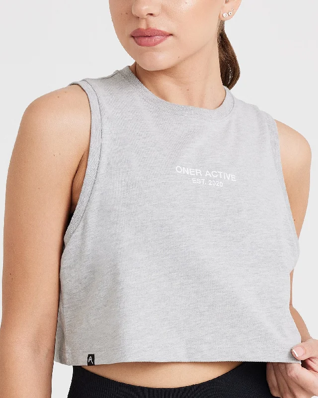 Graphic Jersey Tank | Silver Marl