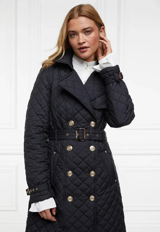 Enstone Quilted Trench Coat - Black Gold