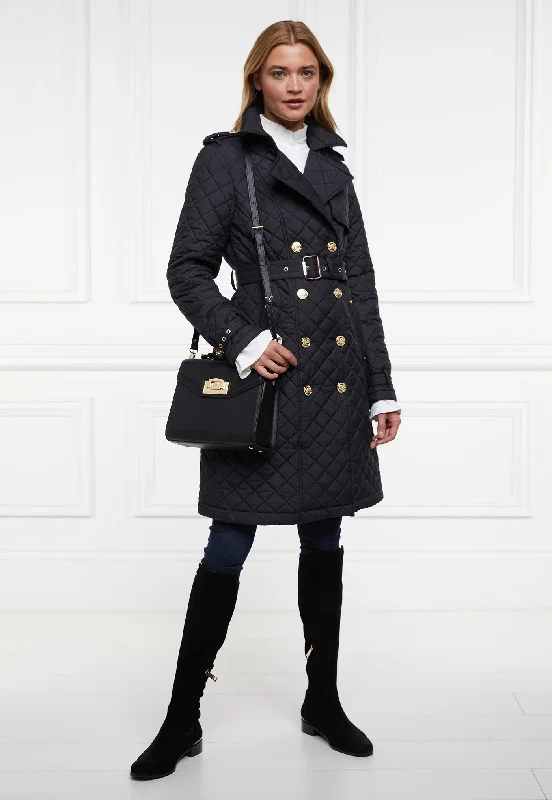 Enstone Quilted Trench Coat - Black Gold