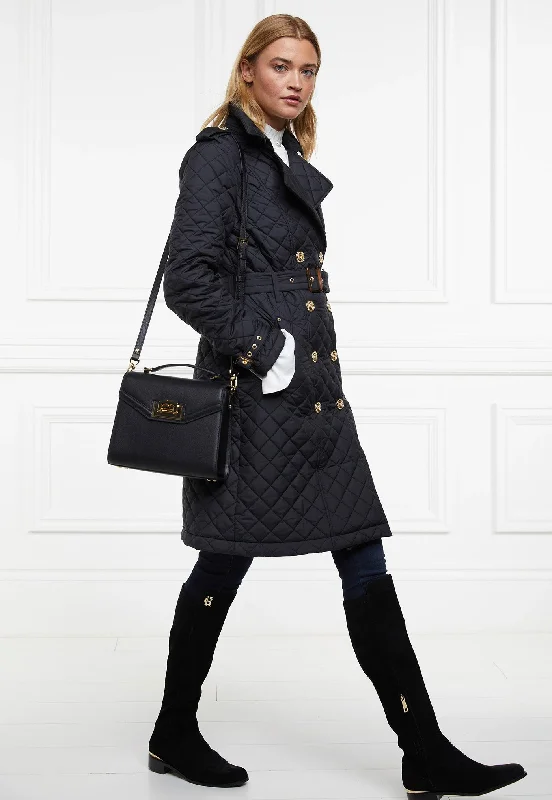 Enstone Quilted Trench Coat - Black Gold