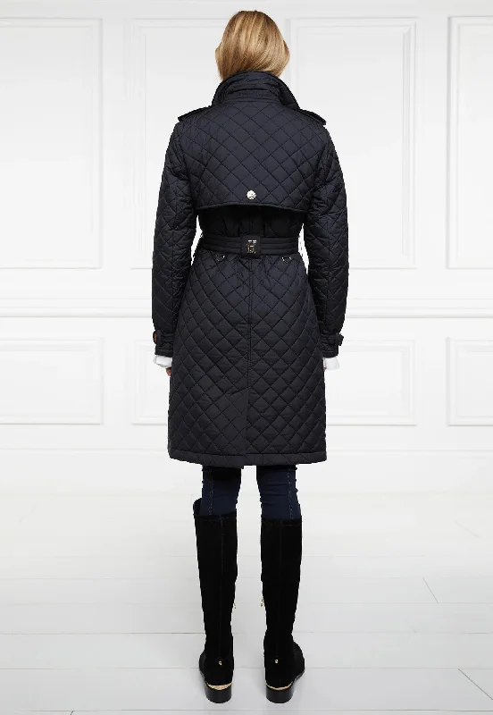 Enstone Quilted Trench Coat - Black Gold