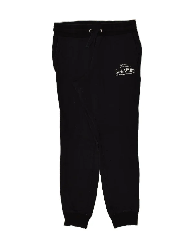 JACK WILLS Womens Tracksuit Trousers Joggers UK 10 Small Black Cotton