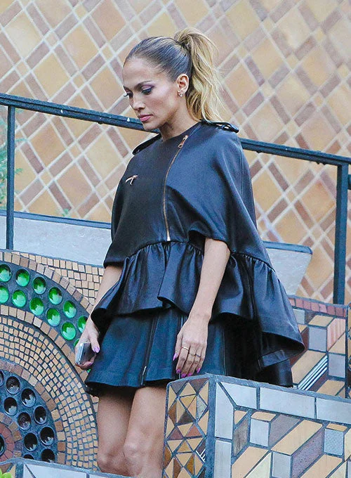 Jennifer Lopez Leather Cape Poncho