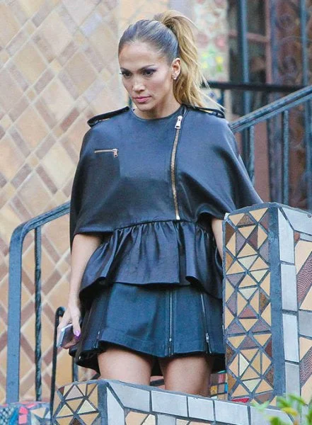 Jennifer Lopez Leather Cape Poncho