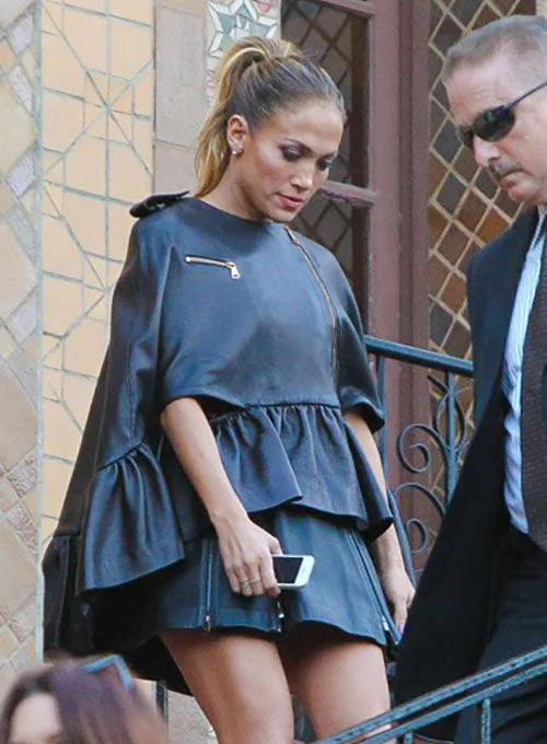 Jennifer Lopez Leather Cape Poncho