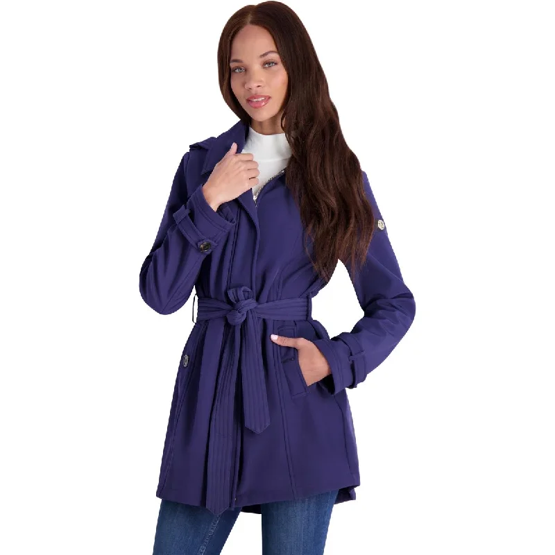 Jessica Simpson Women’s Fleece Lined Soft Shell Trench Jacket w/ Detachable Hood