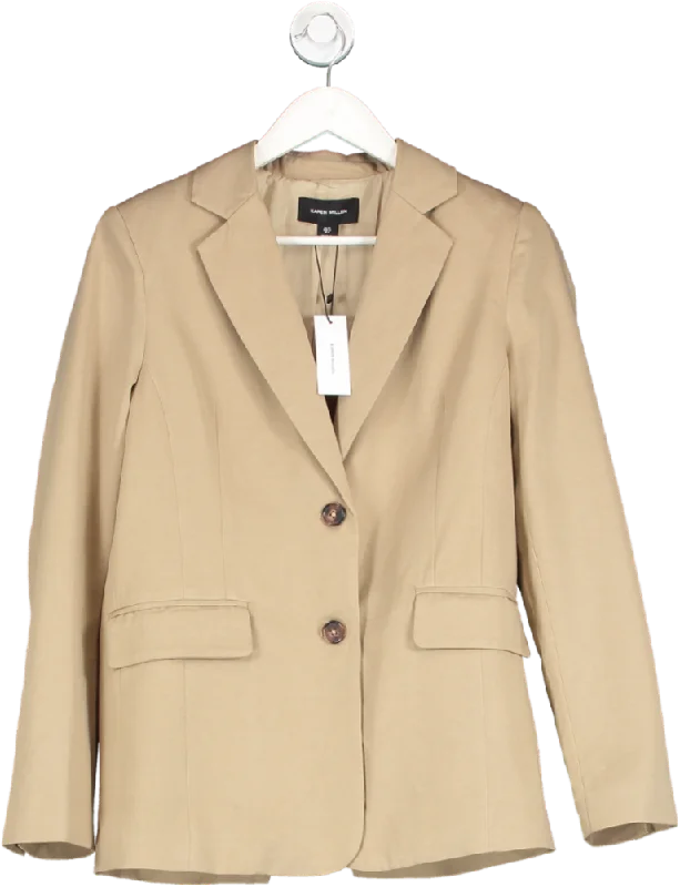 Karen Millen Beige Tencel Wrap Back Detail Relaxed Tailored Blazer UK 10