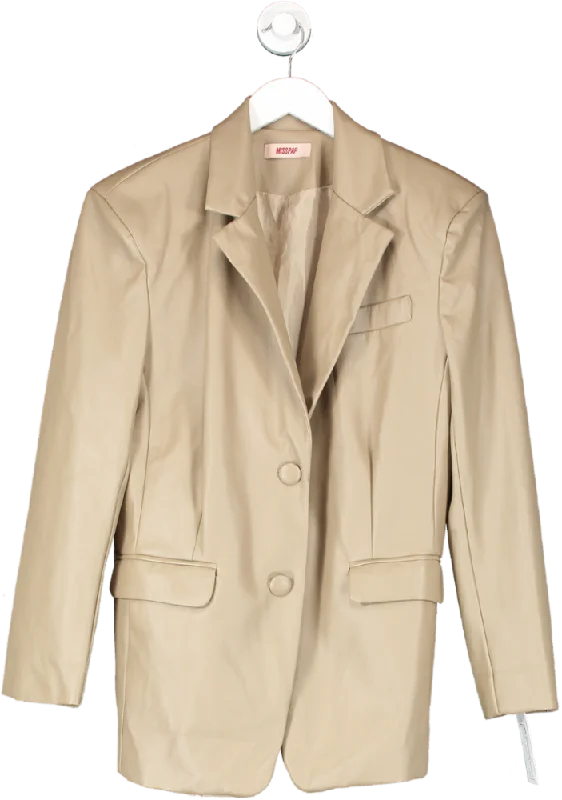 Misspap Beige Oversized Faux Leather Blazer UK 8