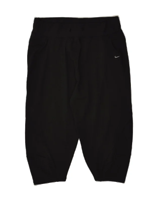 NIKE Womens Capri Tracksuit Trousers UK 6 XS Black Polyester