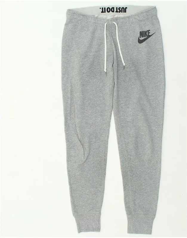 NIKE Womens Graphic Tracksuit Trousers Joggers UK 16 Large Grey