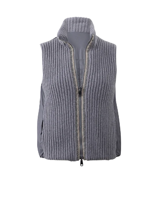 Reversible Rib Front Vest With Monili