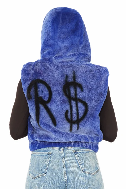 Christal Royal Blue Fur Vest